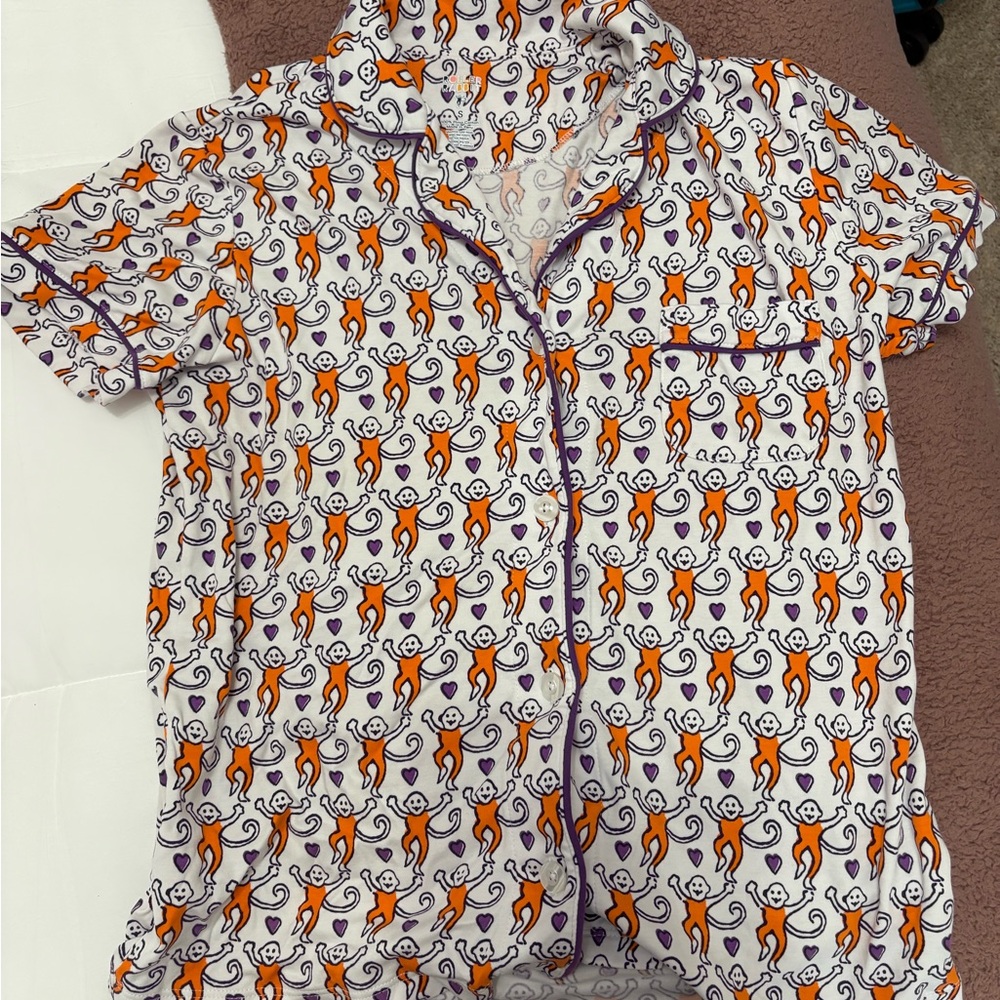 Orange & Purple Roller Rabbit Monkey PJs | top +bottom | Size Small